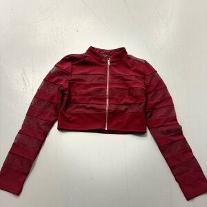 Privy Cropped Burgundy Zip-Front Top